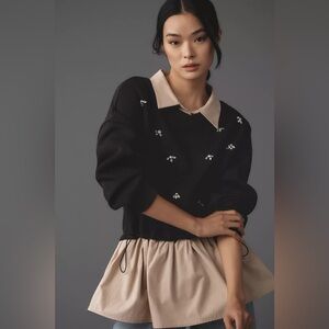 MAEVE EMBELLISHED TWOFER PULLOVER Medium NWT